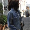 El Örgüsü Bej Kadın Portreli Patchwork Yün Tasarım Kot Ceket Mont - Thumbnail Image 5