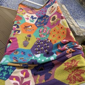 El Örgüsü Yün Kaşmir Patchwork Özel Tasarım Koltuk Şalı Battaniye