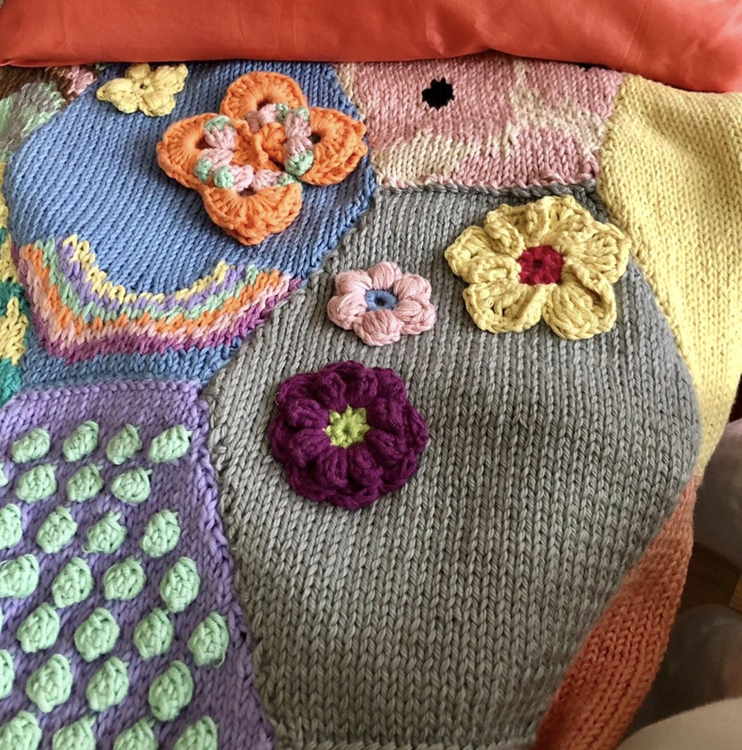 Patchwork Knit Cotton Baby Blanket-3854