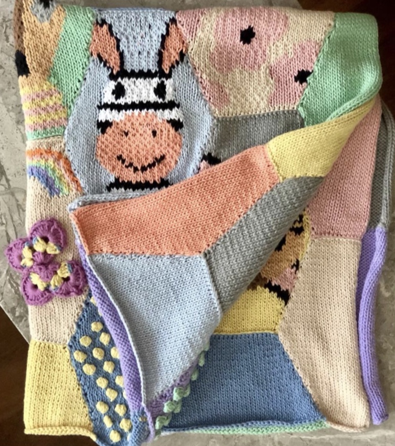 Patchwork Knit Cotton Baby Blanket-3856