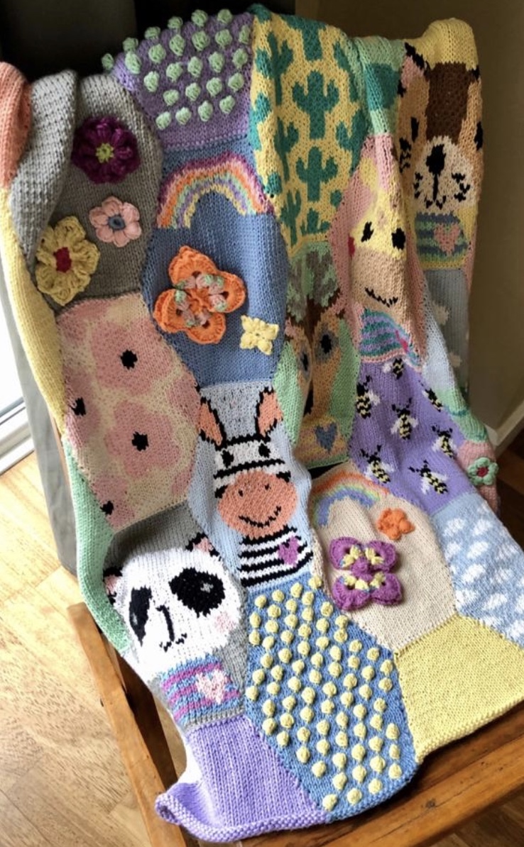 Patchwork Knit Cotton Baby Blanket-3857