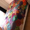 El Örgüsü Yün Kaşmir Patchwork Özel Tasarım Çift Kişilik Yatak Örtüsü - Thumbnail Image 5