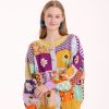 El Örgüsü Koton Patchwork Oversize Renkli Tasarım Hırka - Thumbnail Image 2
