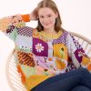 El Örgüsü Koton Patchwork Oversize Renkli Tasarım Hırka - Thumbnail Image 3