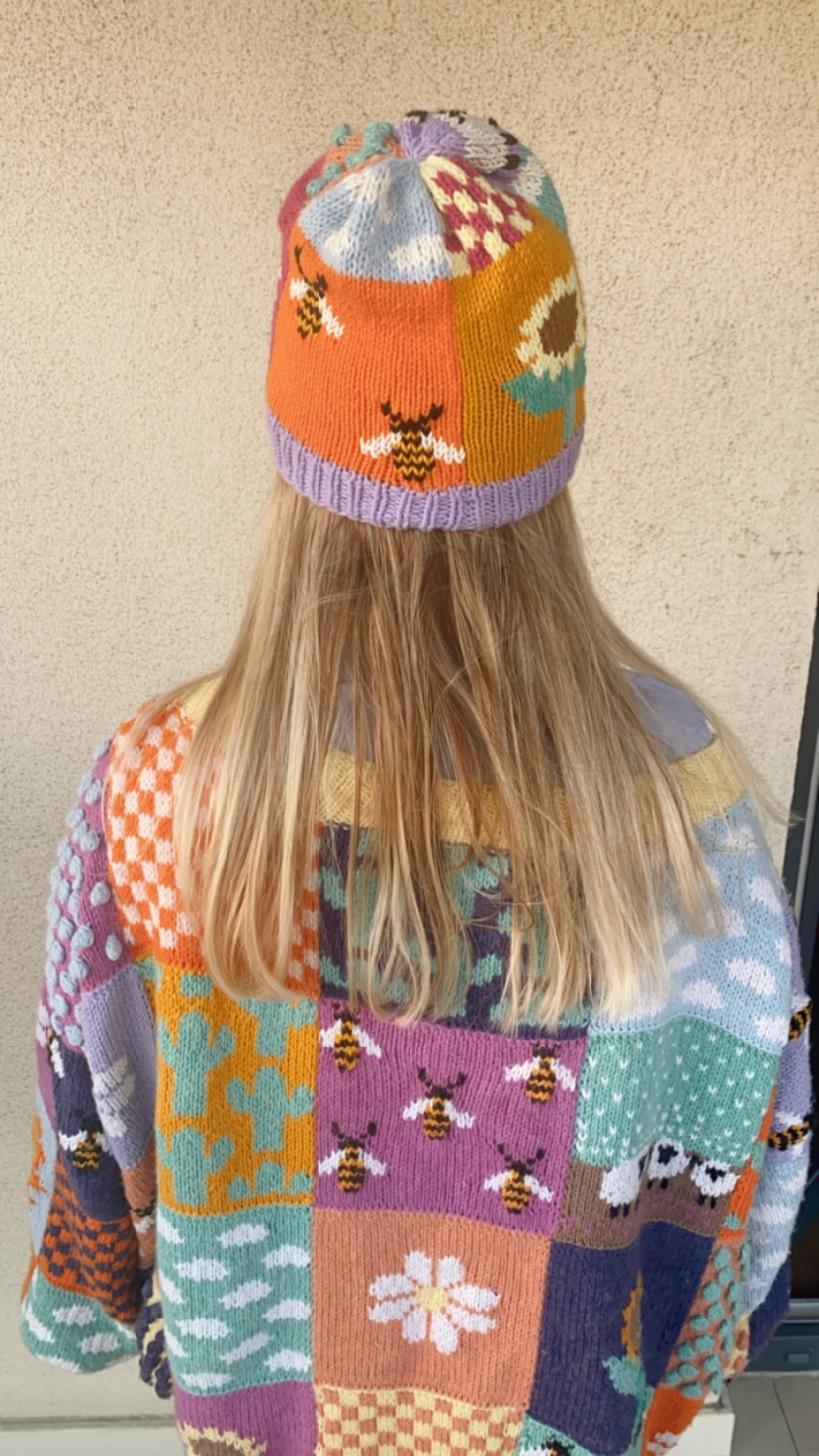 77C2F5D4-9117-4FC6-9498-89D3EB45EFCB.Handknit Patchwork Harry Styles Wool Hat Beanie