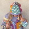 El Örgüsü Patchwork Çok Desenli Kadın Şapkası Beresi - Thumbnail Image 5