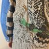 El Örgüsü Baykuşlu Patchwork Yün Tasarım Kot Ceket Mont - Thumbnail Image 4