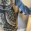 El Örgüsü Baykuşlu Patchwork Yün Tasarım Kot Ceket Mont - Thumbnail Image 2