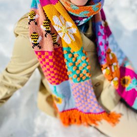 El Örgüsü Patchwork Yün Tasarım Atkı Şal