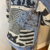 El Örgüsü Kedili Patchwork Yün Tasarım Kot Ceket Mont - Thumbnail Image 2