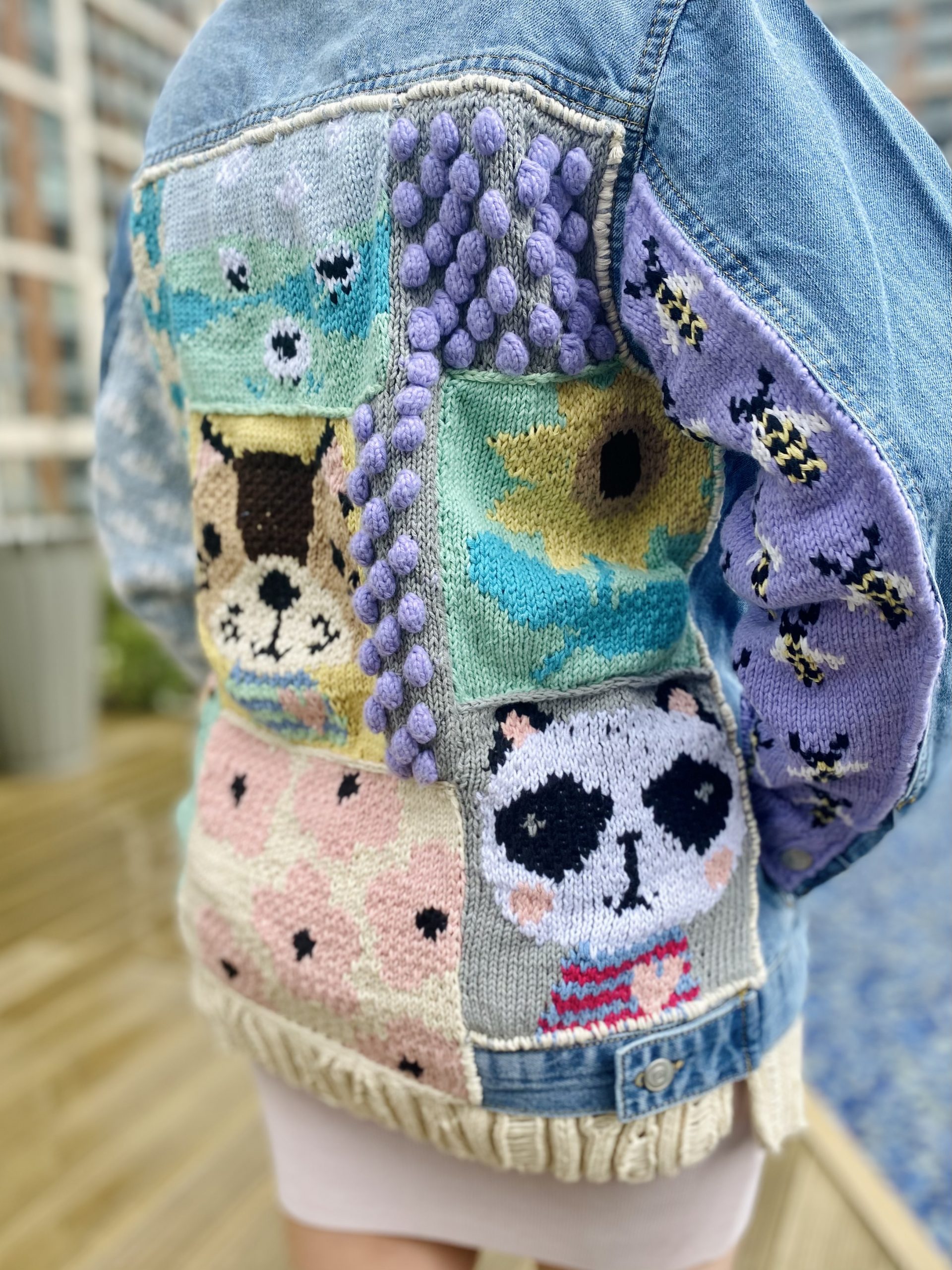 IMG-9142.Handknit patchwork cotton jean denim jacket