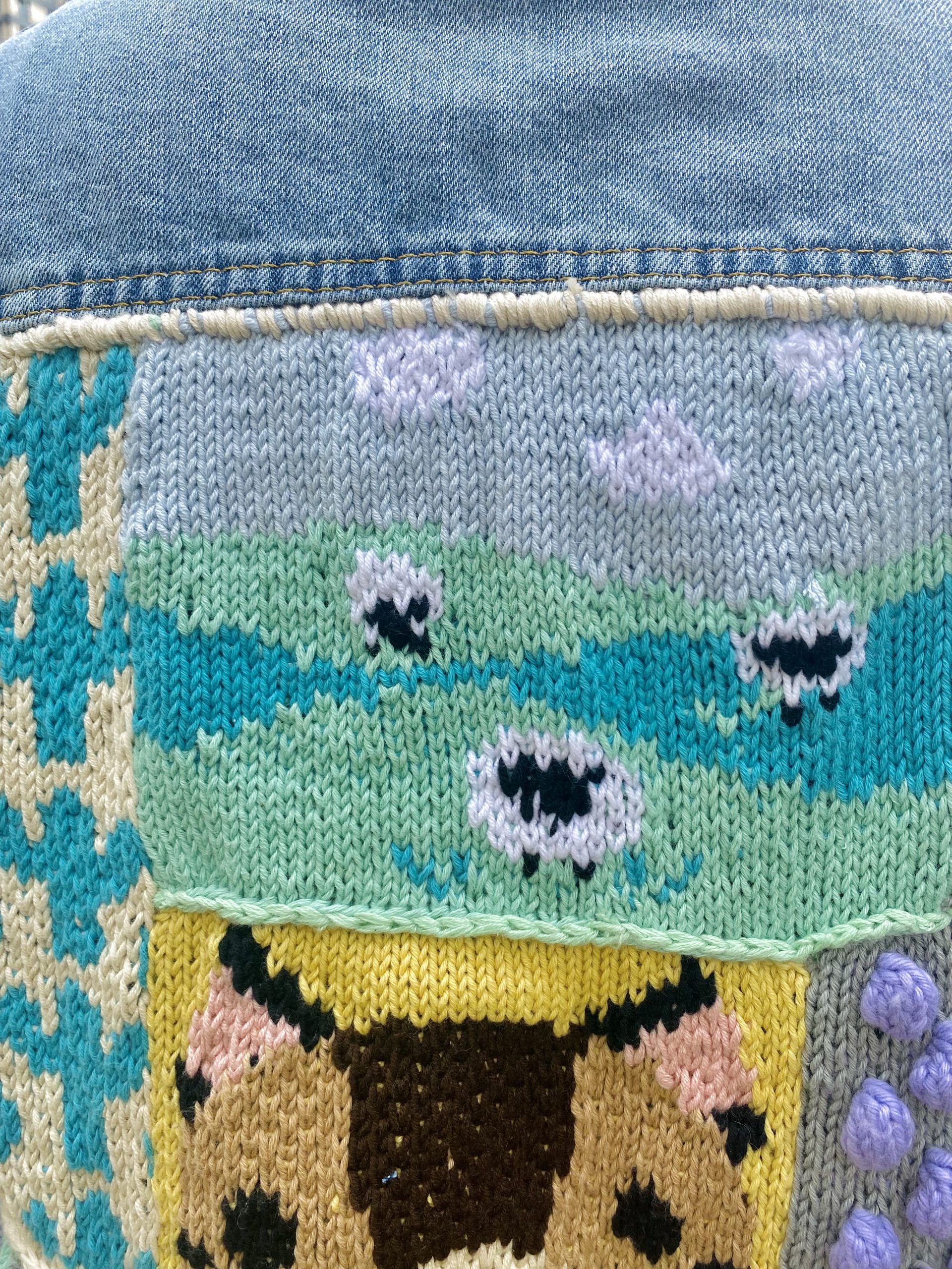 IMG-9161.Handknit patchwork cotton jean denim jacket