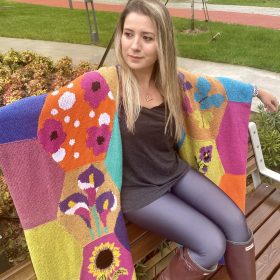 El Örgüsü Patchwork Yün Panço