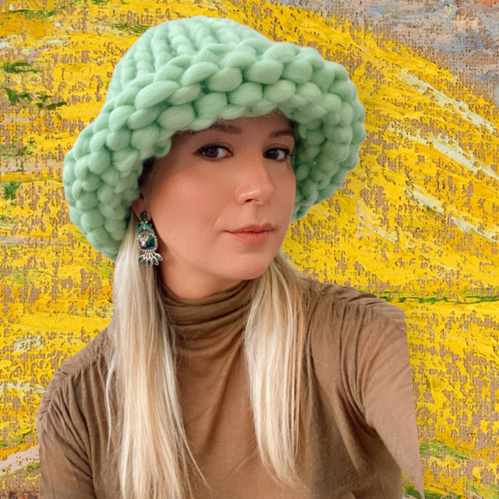 Nil Yeşili Merino Bucket Şapka
