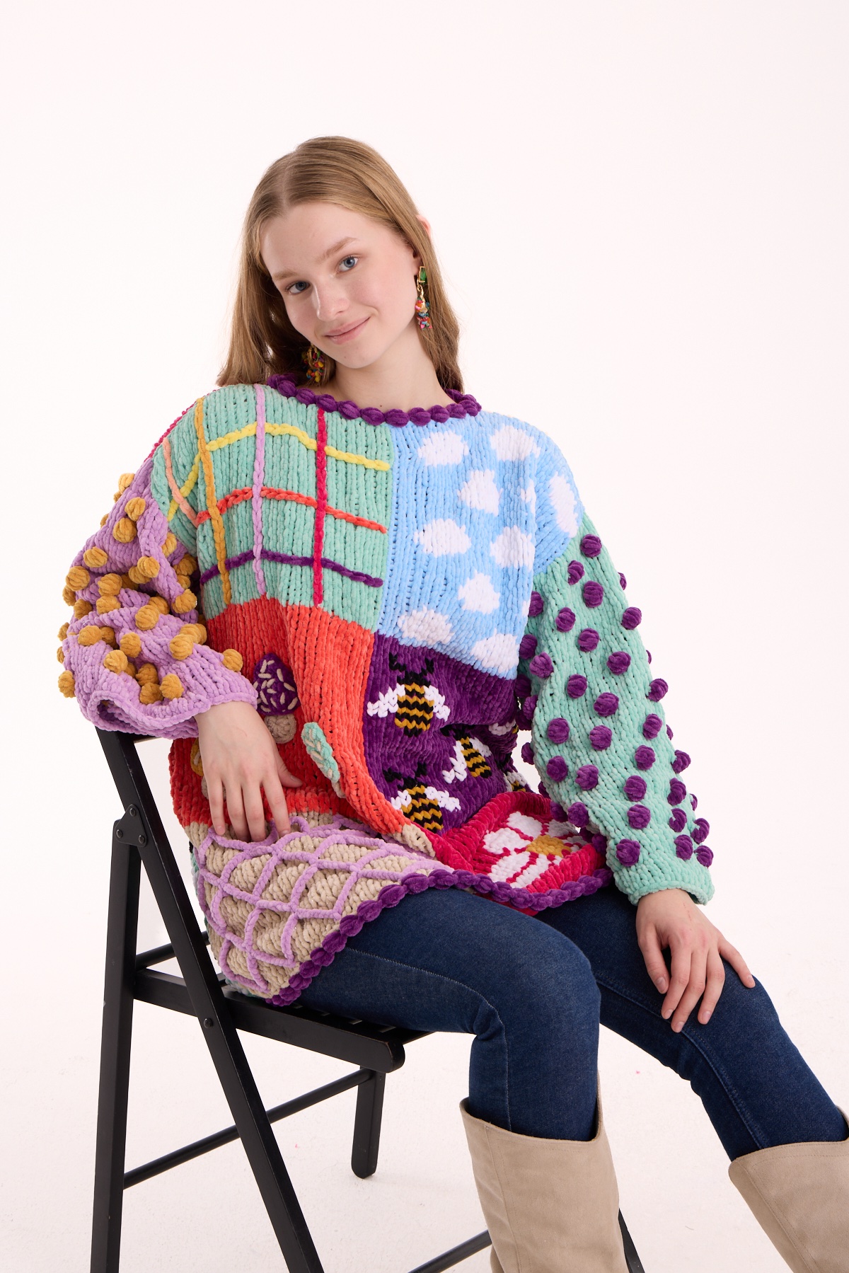 Kadife Patchwork Tunik Kazak