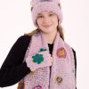 Lila Alpaka Çiçekli Atkı Bere Eldiven Set - Thumbnail Image 4