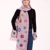 Lila Alpaka Çiçekli Atkı Bere Eldiven Set - Thumbnail Image 5