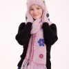 Lila Alpaka Çiçekli Atkı Bere Eldiven Set - Thumbnail Image 8