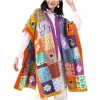 Patchwork Knit Wool Poncho - Thumbnail Image 1