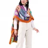 Patchwork Knit Wool Poncho - Thumbnail Image 6