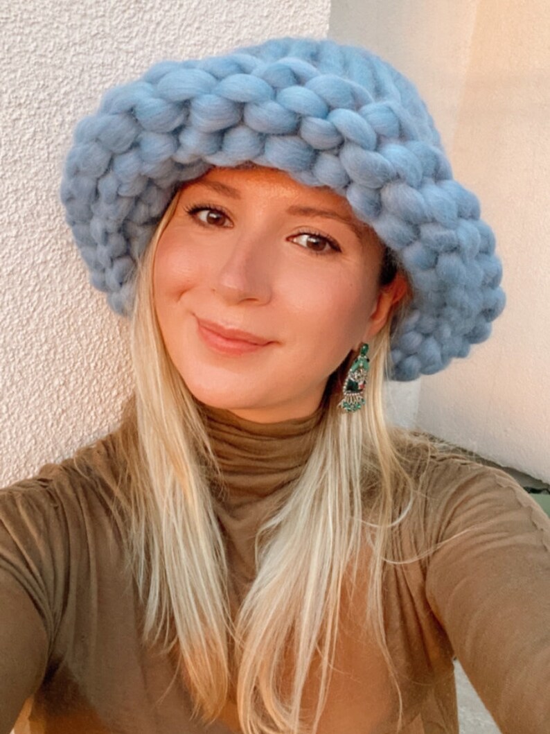 Chunky Blue Merino Bucket Hat