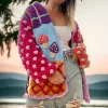 Handknit Velvet Patchwork Cardigan - Thumbnail Image 2