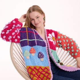 El Örgüsü Kadife Patchwork Hırka