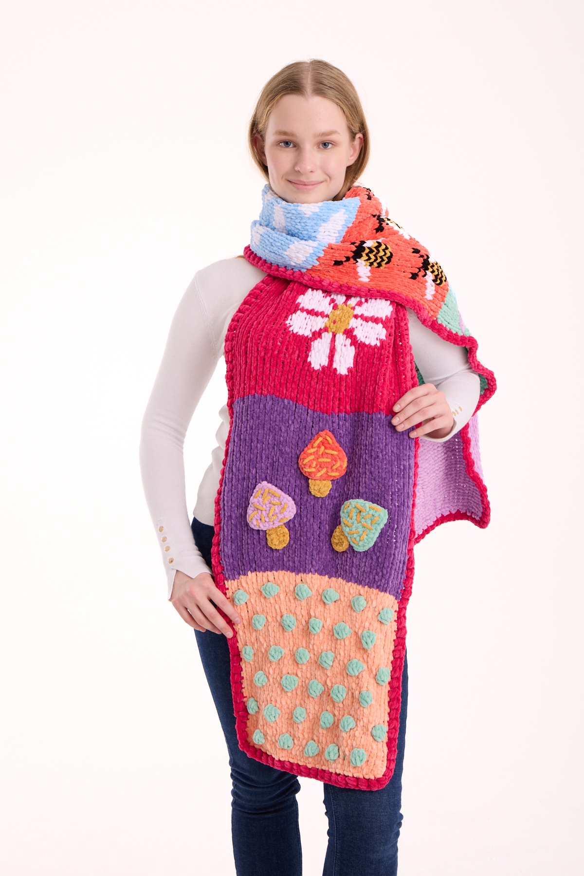 Kadife Patchwork Atkı